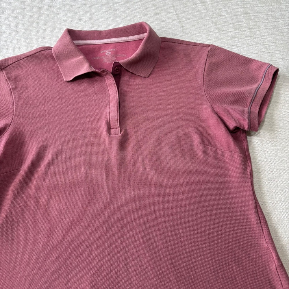 Patagonia Womens M Rose Pink Short Sleeve Polo Shirt Organic Cotton 52782 SP03